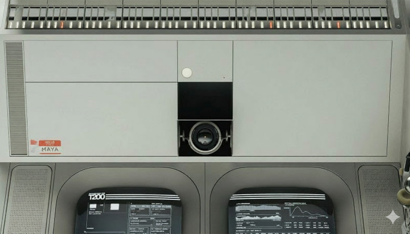 Maya Alpha 01 — upper assembly detail with name tag